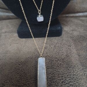 Elegant Gold and light pink (rose quartz) Pendant Necklace